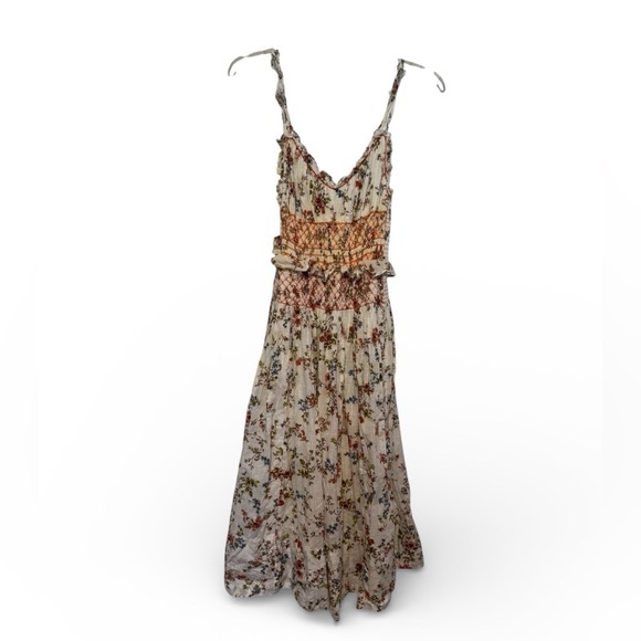 Anthropologie Sleeveless Smocked-Waist Ruffled Midi Dress small cottagecore - Picture 4 of 6